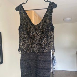 Formal Bodycon Mini Dress in Black and Gold